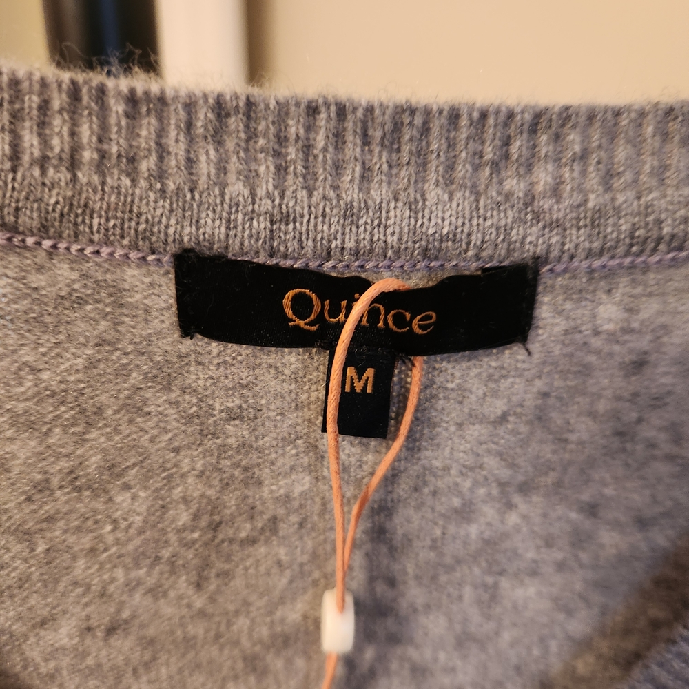 Quince Classic Gray V-Neck Sweater - Picture 2 of 6